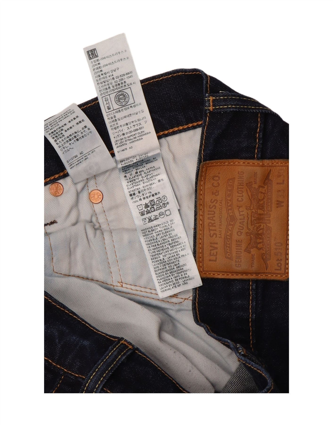 LEVI'S Masculino 510 Skinny Jeans W33 L28 Azul Marinho Algodão