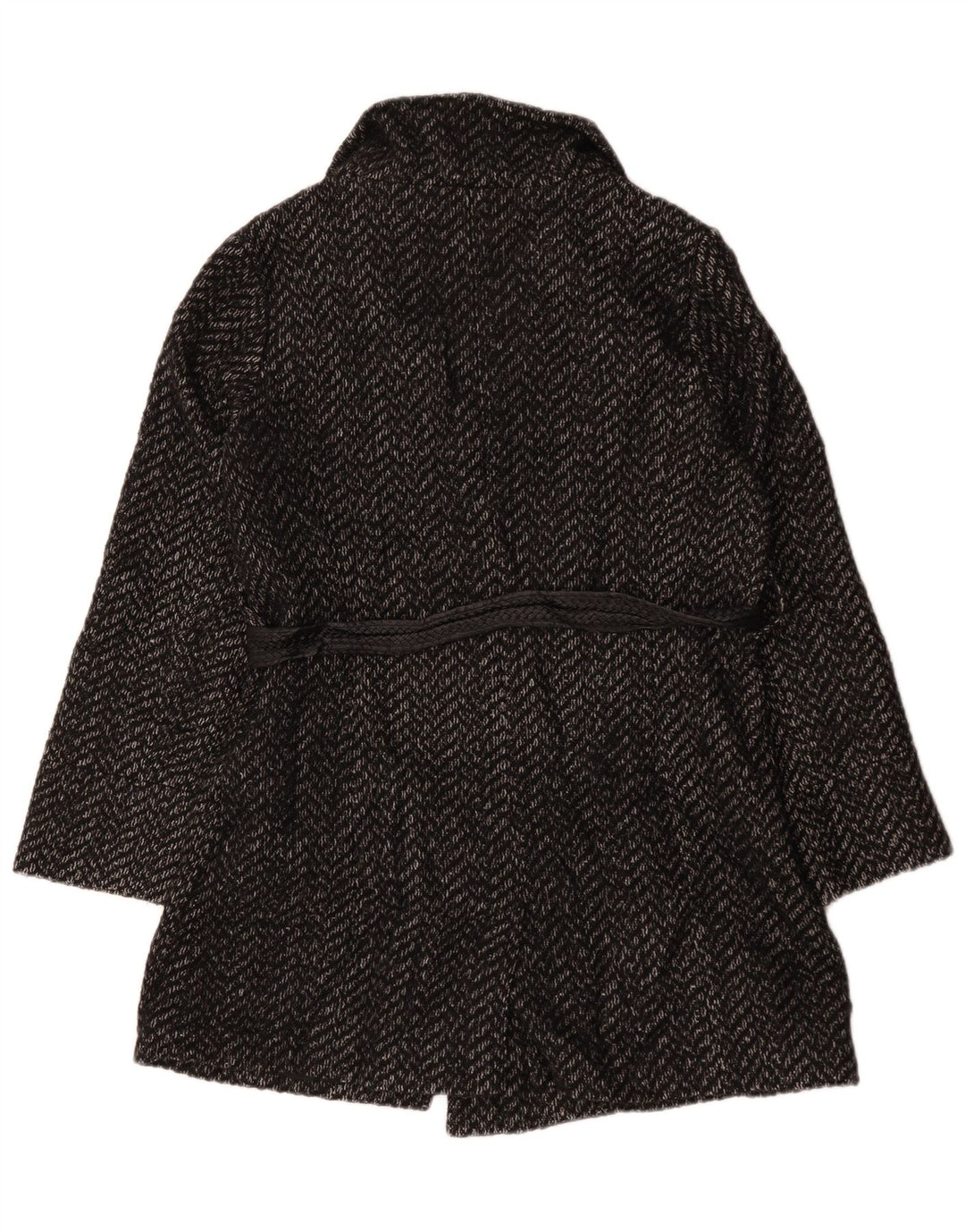 Sobretudo feminino Marks & Spencer UK 14 poliéster espinha de peixe cinza médio