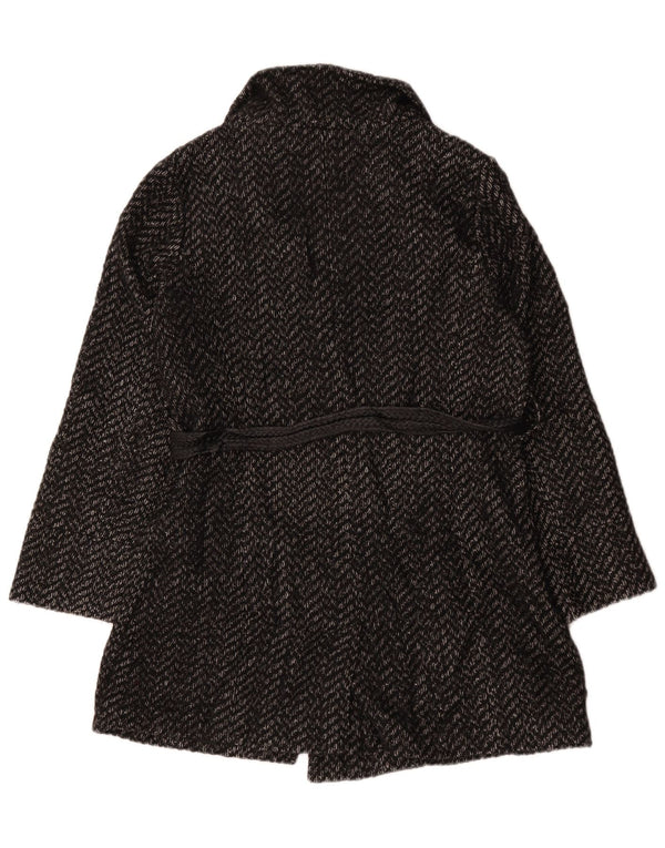 Sobretudo feminino Marks & Spencer UK 14 poliéster espinha de peixe cinza médio