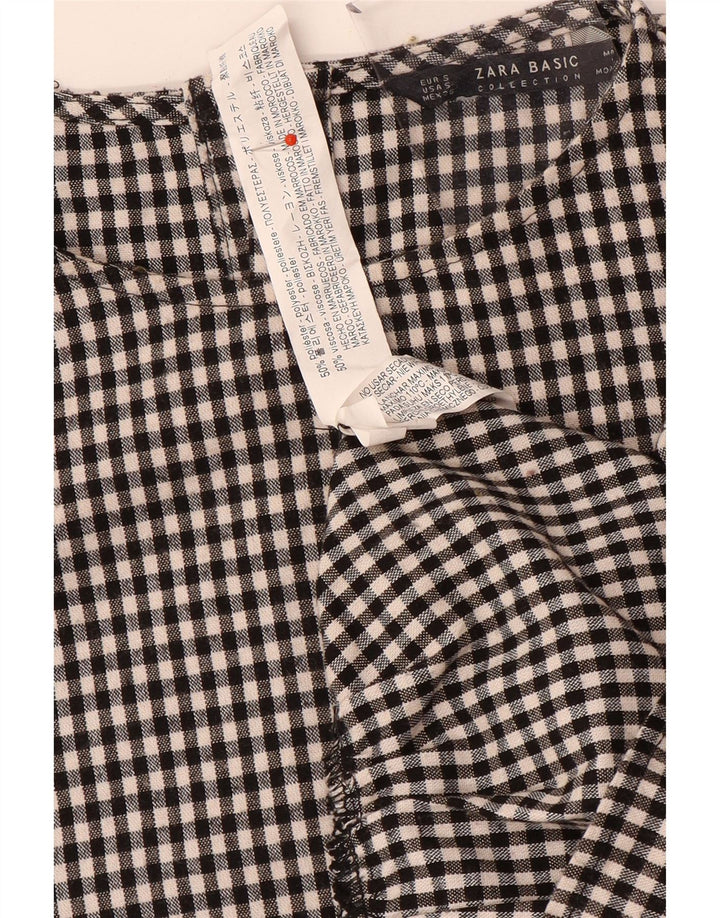 Vestido básico feminino Zara manga 3/4 oversized Reino Unido 10 pequeno preto guingão
