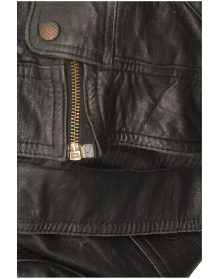 Jaqueta de couro masculina vintage UK 42 XL couro preto
