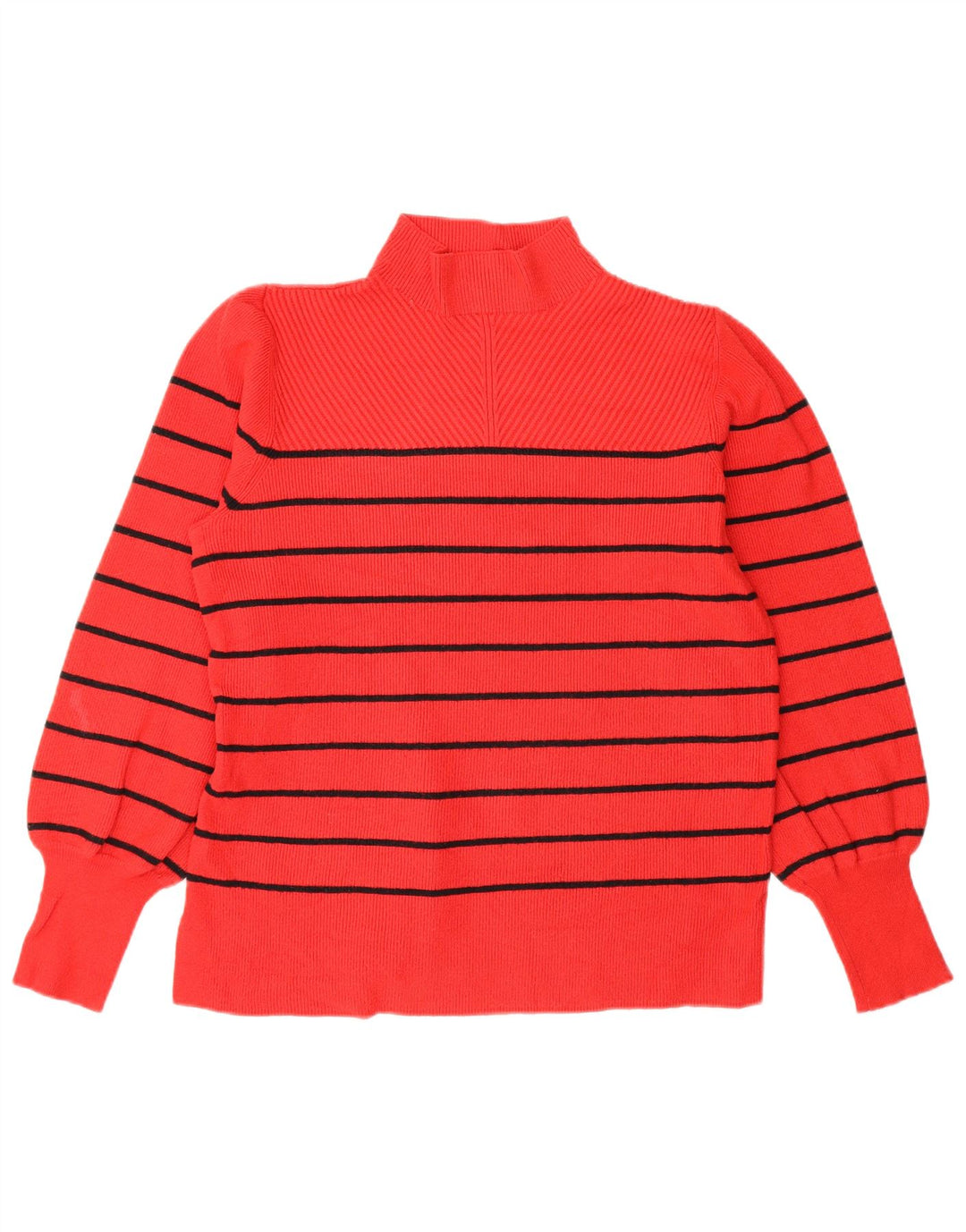 Suéter feminino Marks & Spencer com gola tartaruga Reino Unido 14 listrado vermelho médio