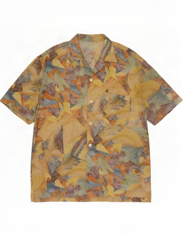 Camisa masculina vintage tamanho 42 16 1/2 grande bloco colorido multicolorido