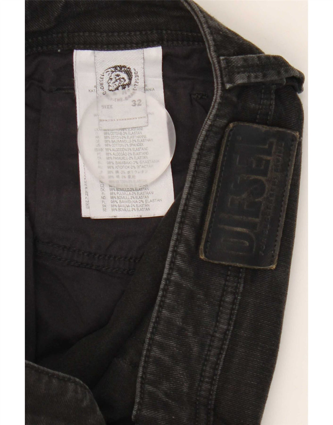 Jeans retos femininos Diesel W32 L31 algodão preto