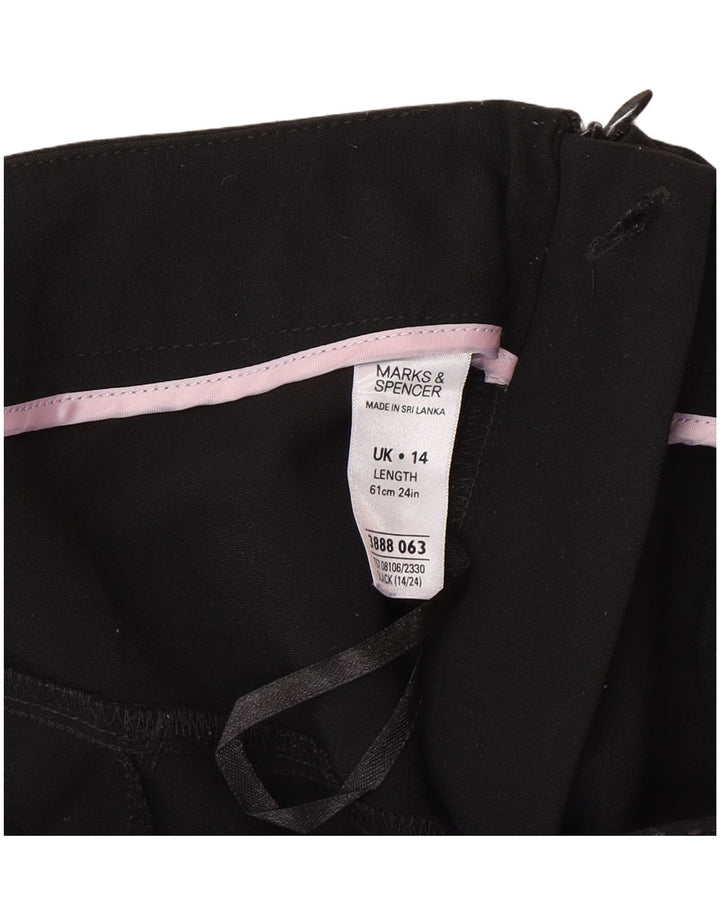 Saia feminina Marks & Spencer UK 14 grande W32 poliéster preto