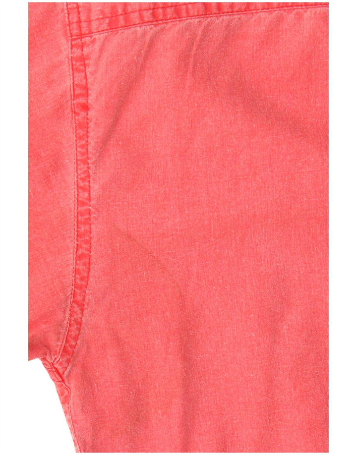 Camisa masculina vintage com ajuste relaxado grande rosa algodão