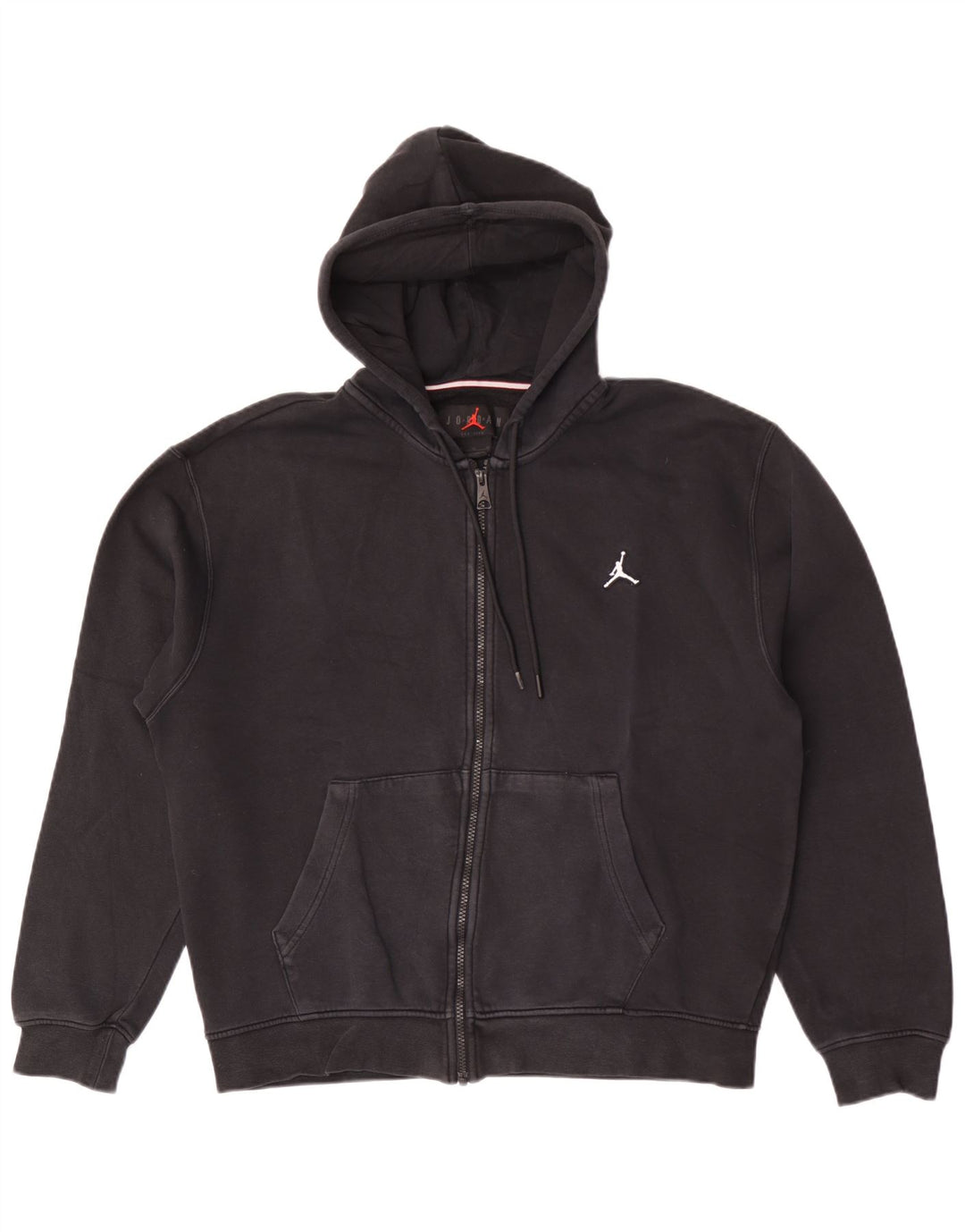 Suéter Jordan masculino com capuz e zíper médio preto algodão