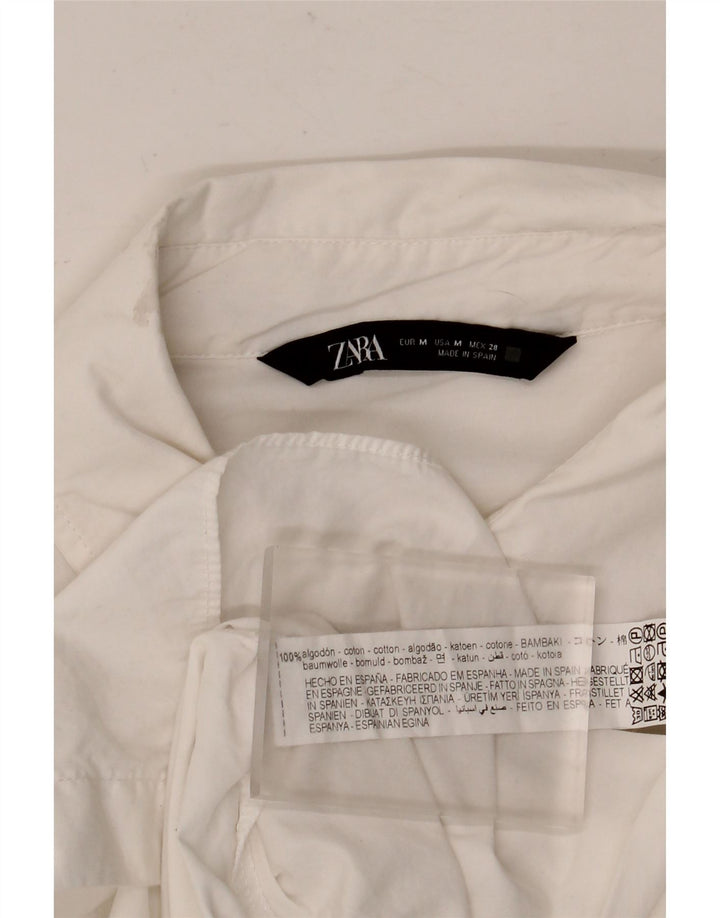 Vestido camisa oversized feminino ZARA Reino Unido 14 algodão branco médio