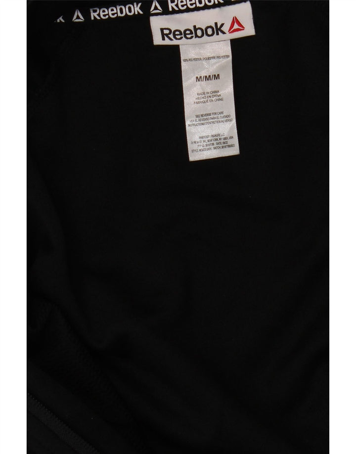 REEBOK Mens Tracksuit Top Jacket Medium Black Colourblock Polyester