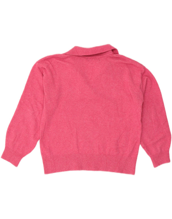 Suéter feminino Marks & Spencer com gola polo superdimensionada Reino Unido 10 pequeno rosa