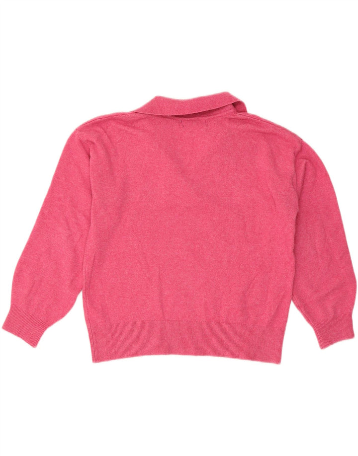 Suéter feminino Marks & Spencer com gola polo superdimensionada Reino Unido 10 pequeno rosa