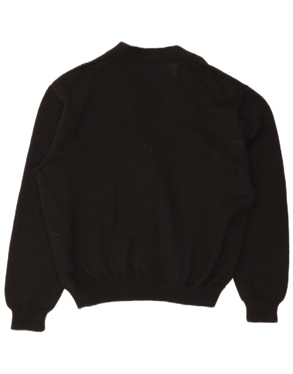 Suéter cardigã feminino vintage Reino Unido 16 grande preto floral