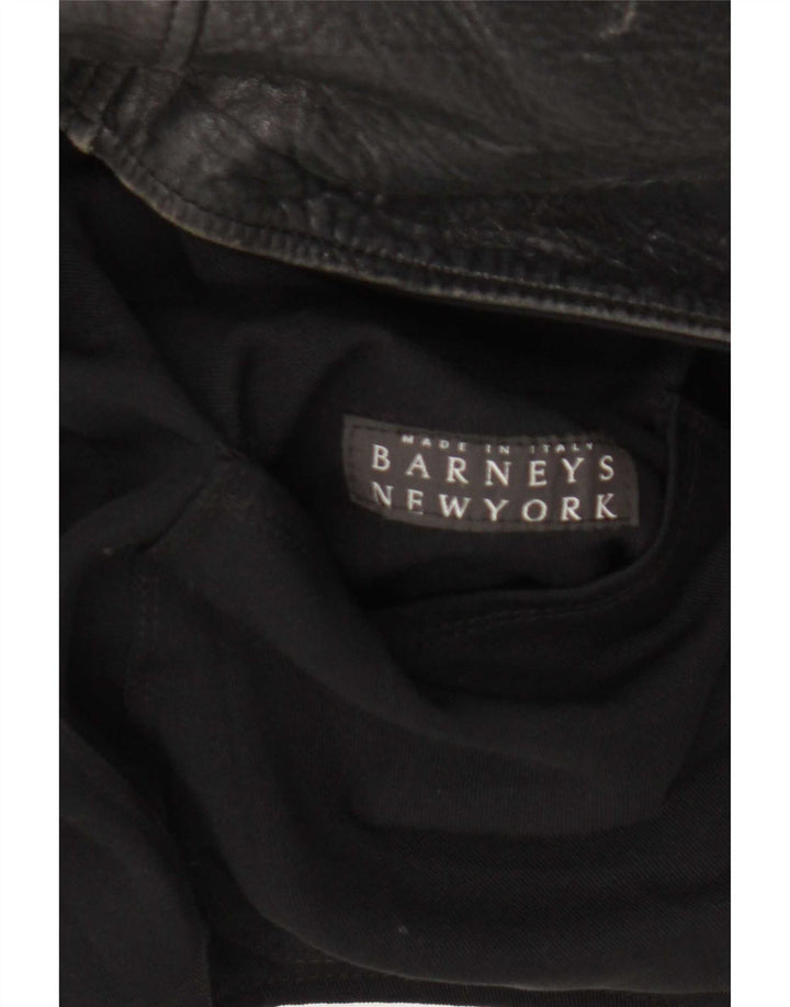Jaqueta de couro masculina BARNEYS Reino Unido 36 pequena preta
