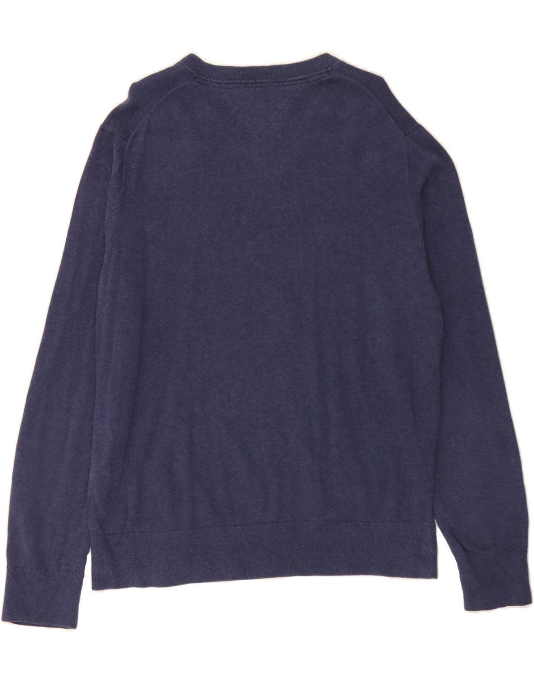 TOMMY HILFIGER Mens V-Neck Jumper Sweater Large Navy Blue Cotton Vintage Tommy Hilfiger and Second-Hand Tommy Hilfiger from Messina Hembry 