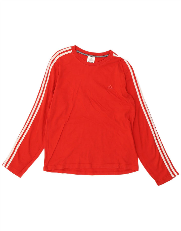 ADIDAS Mens Top Manga Longa Grande Algodão Vermelho