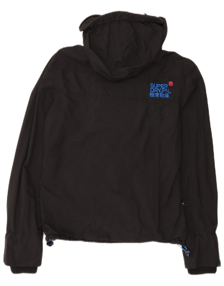 Jaqueta de chuva com capuz Superdry Womens Windcheater Reino Unido 14 Médio Preto Nylon