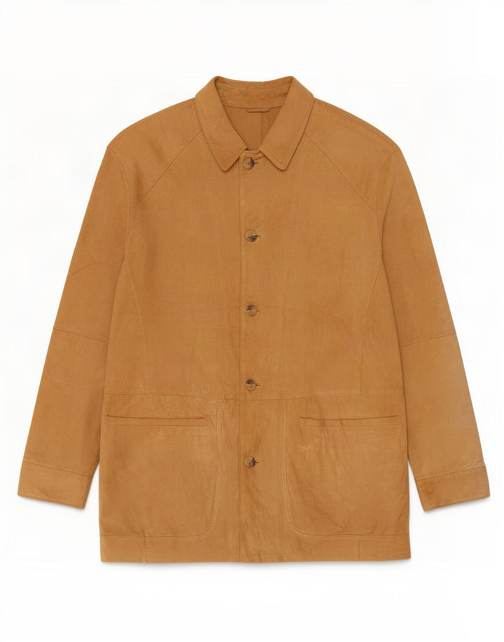 Jaqueta de camurça masculina vintage UK 40 grande bege