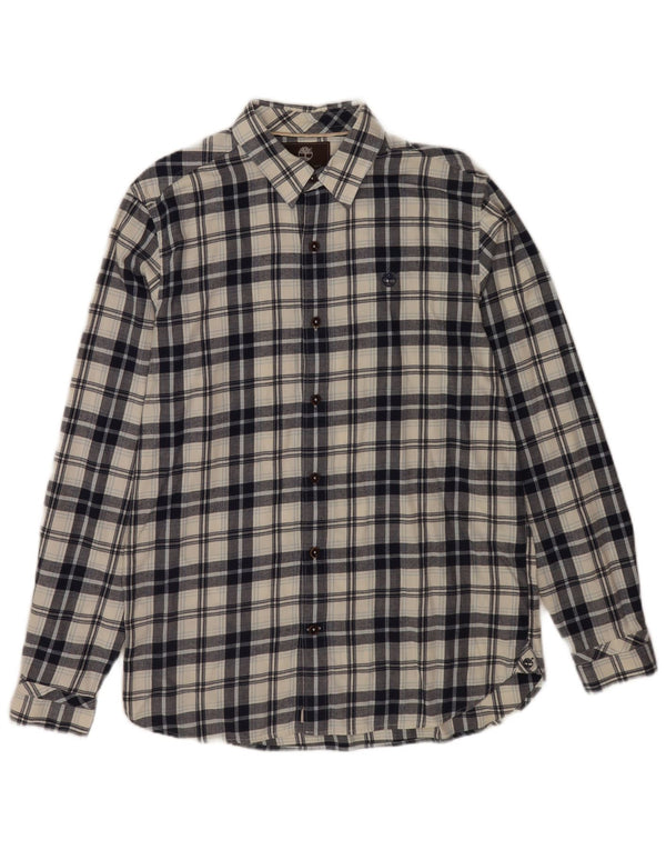 Camisa masculina de flanela Timberland Regular Fit azul médio xadrez algodão
