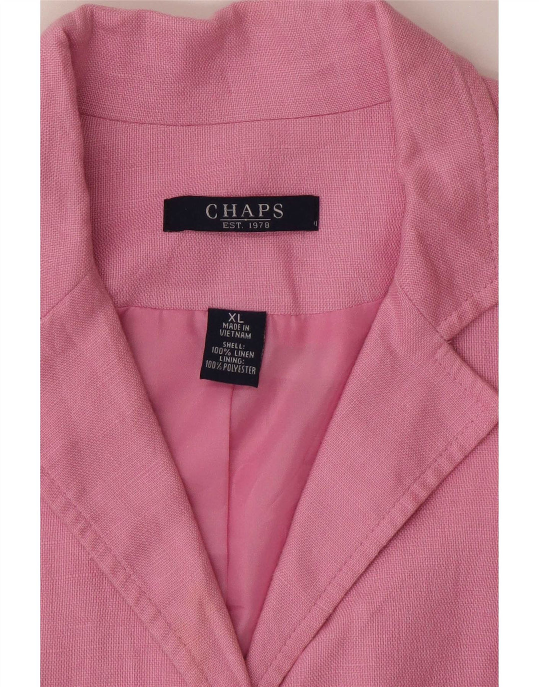 Jaqueta blazer feminina Chaps com 4 botões e manga 3/4 Reino Unido 18 XL linho rosa