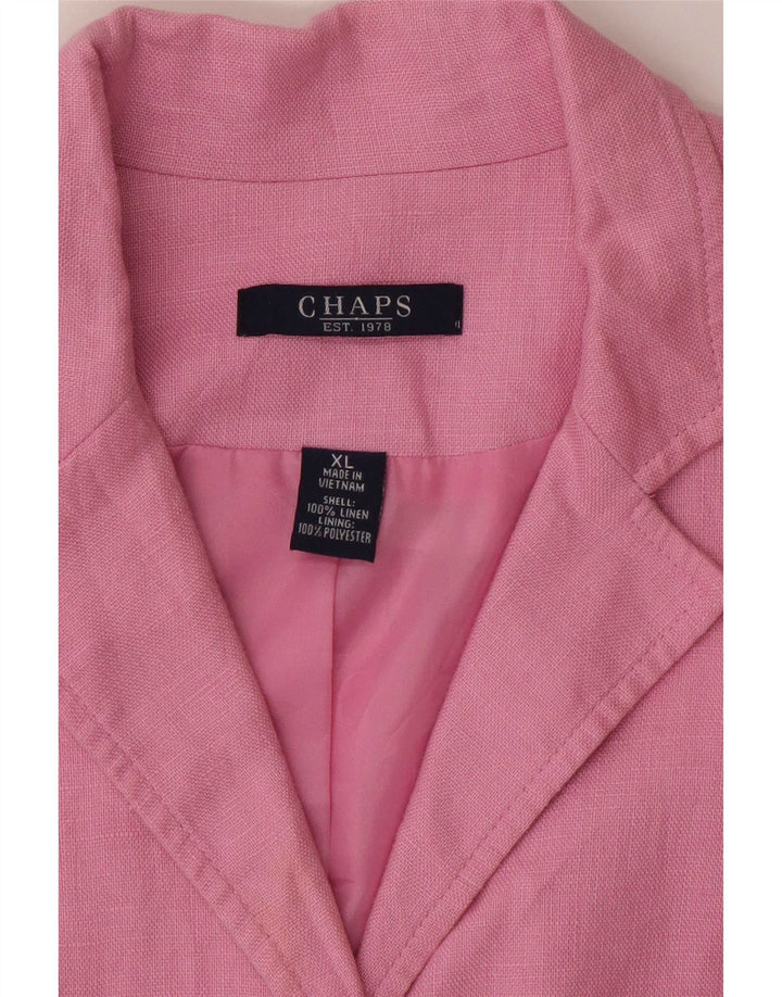 Jaqueta blazer feminina Chaps com 4 botões e manga 3/4 Reino Unido 18 XL linho rosa