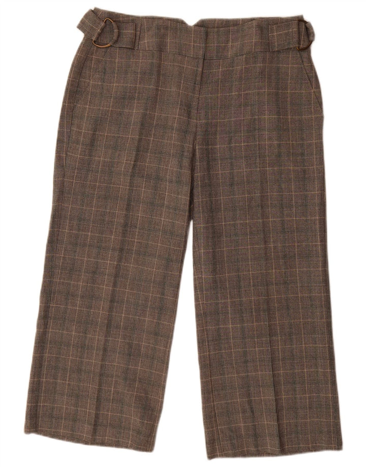 Calça capri feminina Marks & Spencer Reino Unido 12 médio W30 L23 xadrez cinza