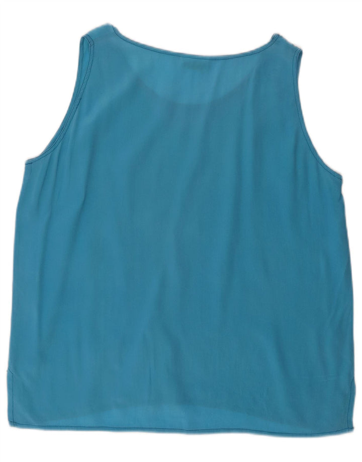 Blusa feminina sem mangas Tiffany Reino Unido 14 seda azul médio