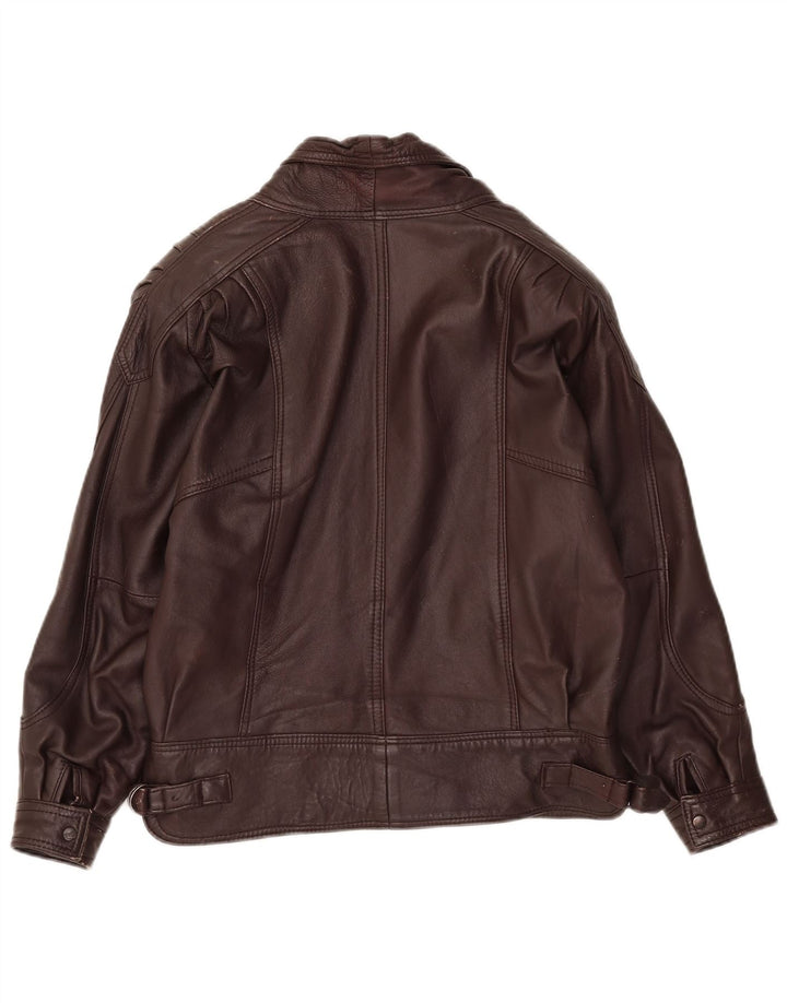 Jaqueta de couro feminina vintage UK 14 marrom médio