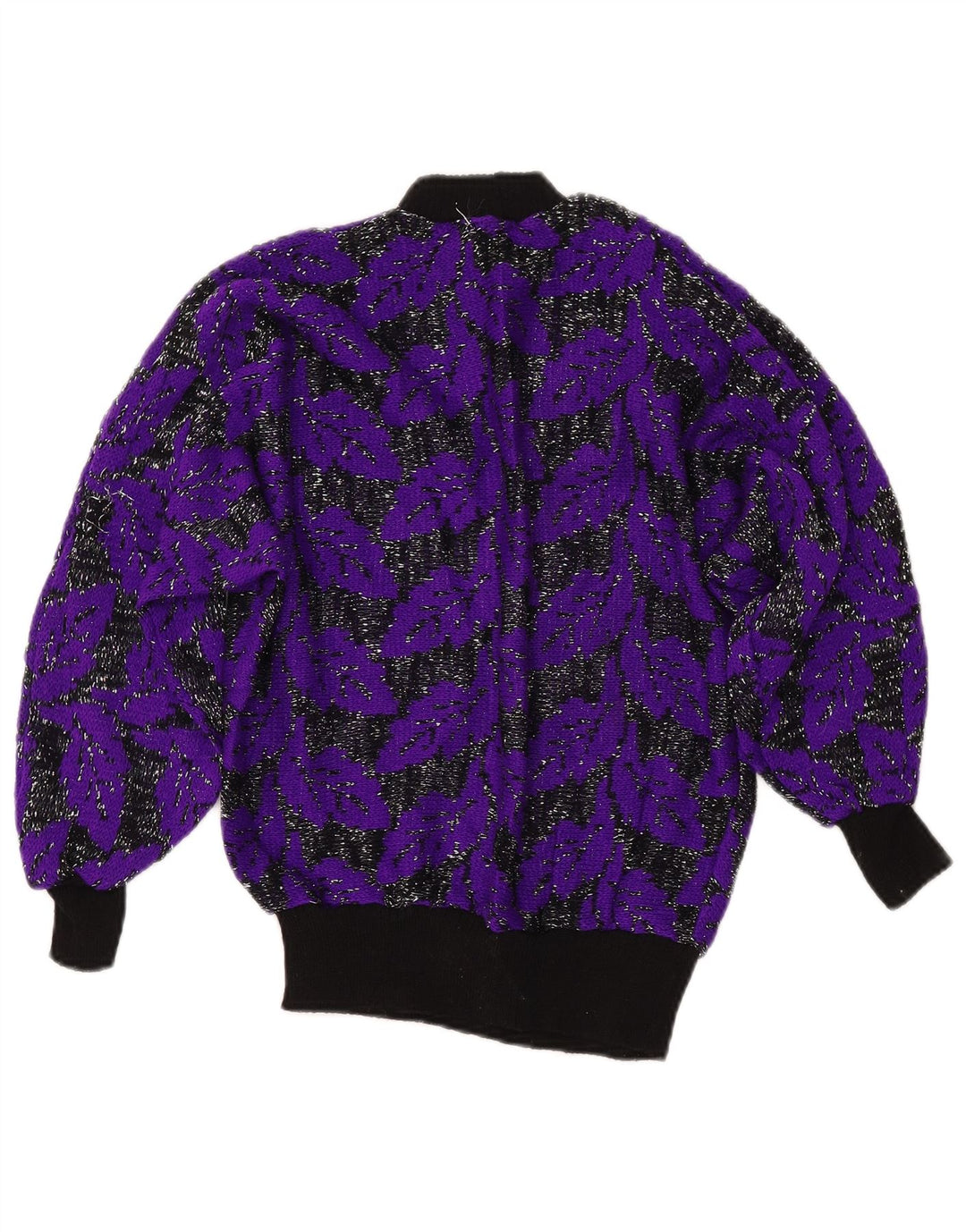 Suéter feminino VINTAGE com gola tartaruga Reino Unido 8 pequeno bloco colorido roxo