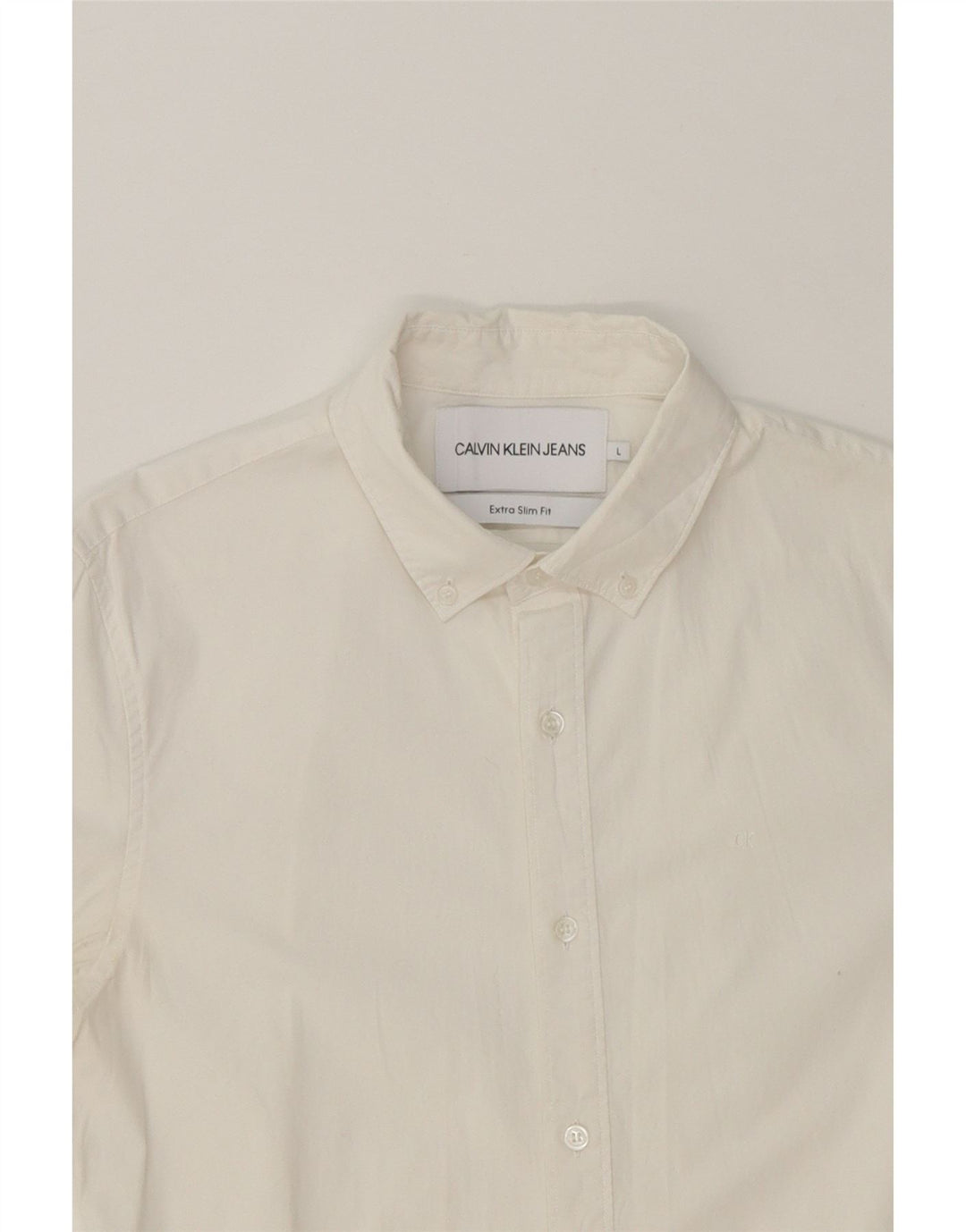 CALVIN KLEIN JEANS Mens Extra Slim Fit Shirt Large White Cotton Vintage Calvin Klein Jeans and Second-Hand Calvin Klein Jeans from Messina Hembry 