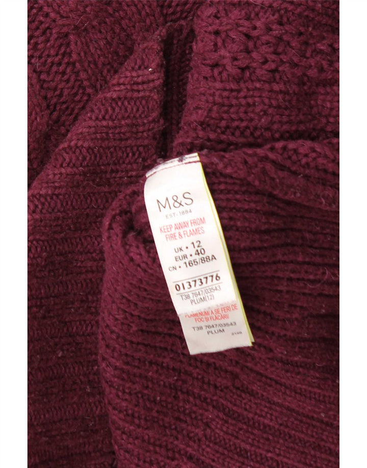 Suéter feminino Marks & Spencer com gola redonda Reino Unido 12 médio Borgonha