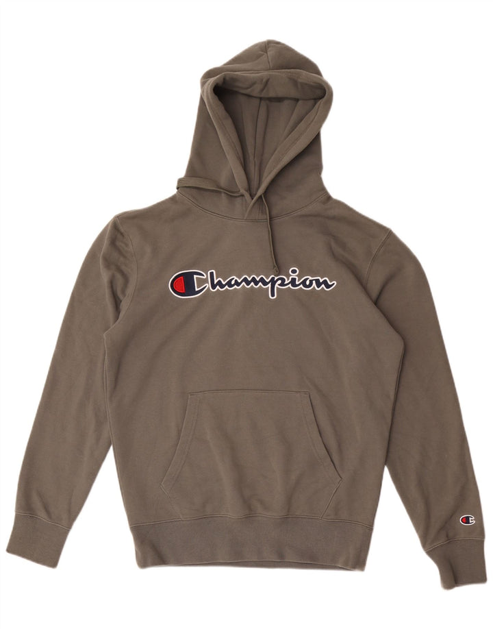 CHAMPION Suéter masculino com capuz gráfico médio algodão cáqui