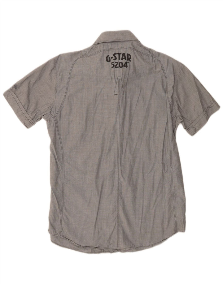 Camisa masculina G-Star gráfica de manga curta cinza médio algodão