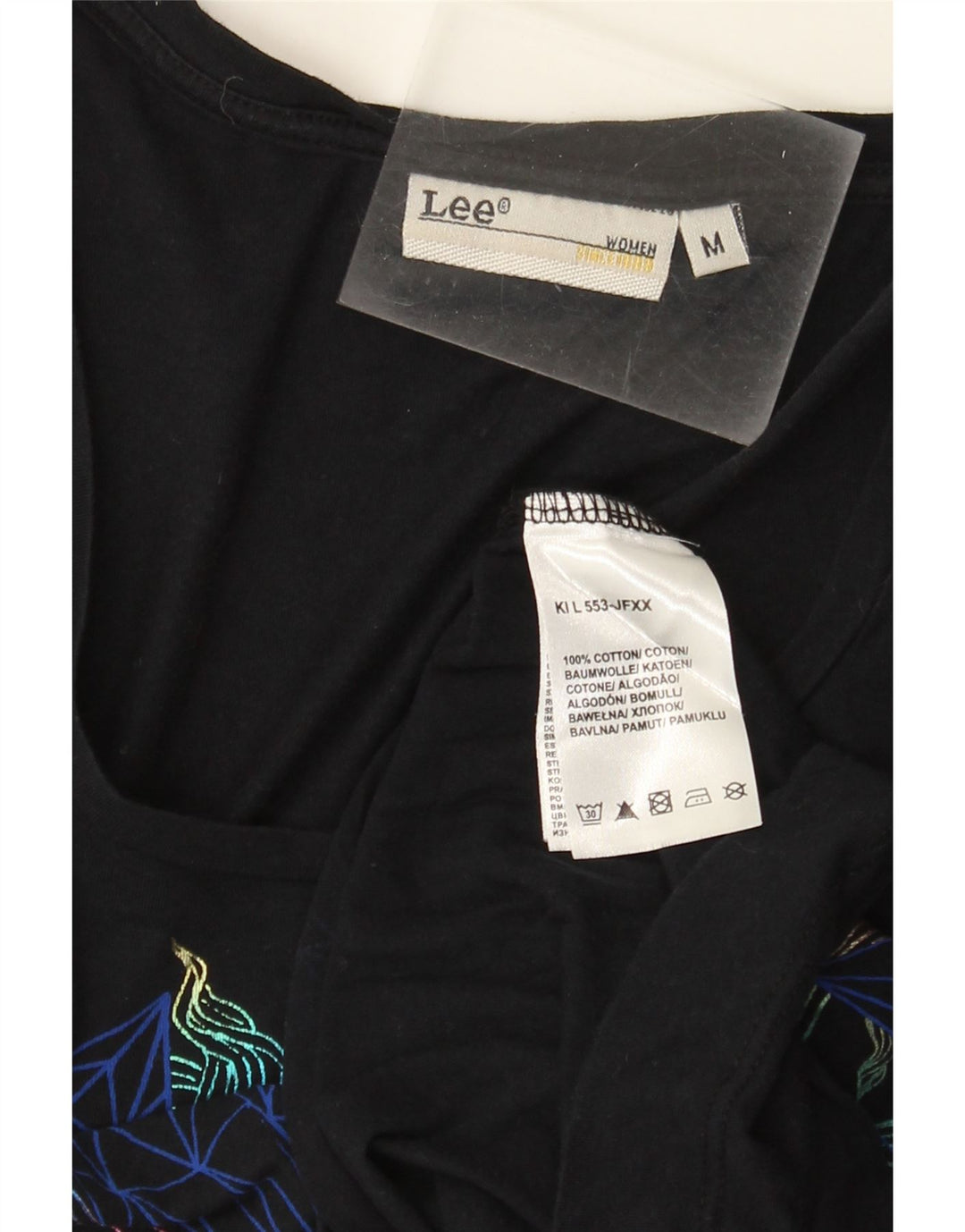 Camiseta feminina Lee com estampa gráfica UK 12 algodão azul marinho médio