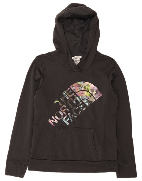 Suéter com capuz gráfico feminino The North Face UK 10 pequeno poliéster preto