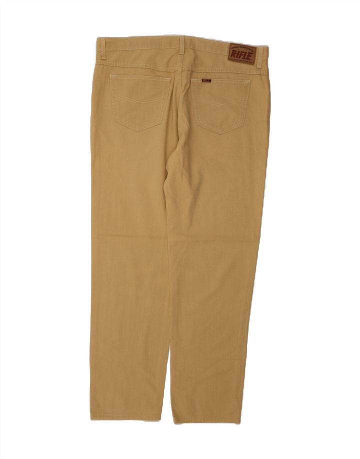 RIFLE Womens Straight Casual Trousers W38 L34 Beige Cotton Vintage Rifle and Second-Hand Rifle from Messina Hembry 