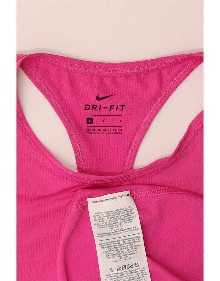 Nike Womens Dri Fit Vest Top UK 14 Grande Rosa Poliéster