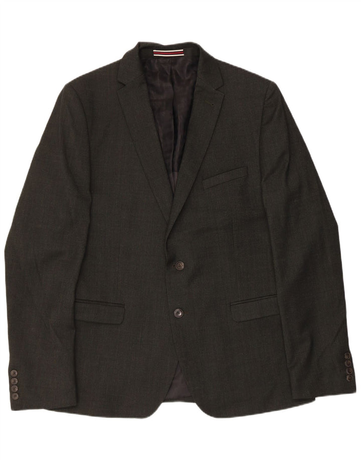 Jaqueta blazer masculina de 2 botões Ben Sherman IT 42 XL lã preta