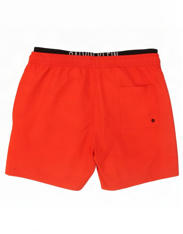 Shorts de natação masculino Calvin Klein gráfico grande bloco colorido vermelho