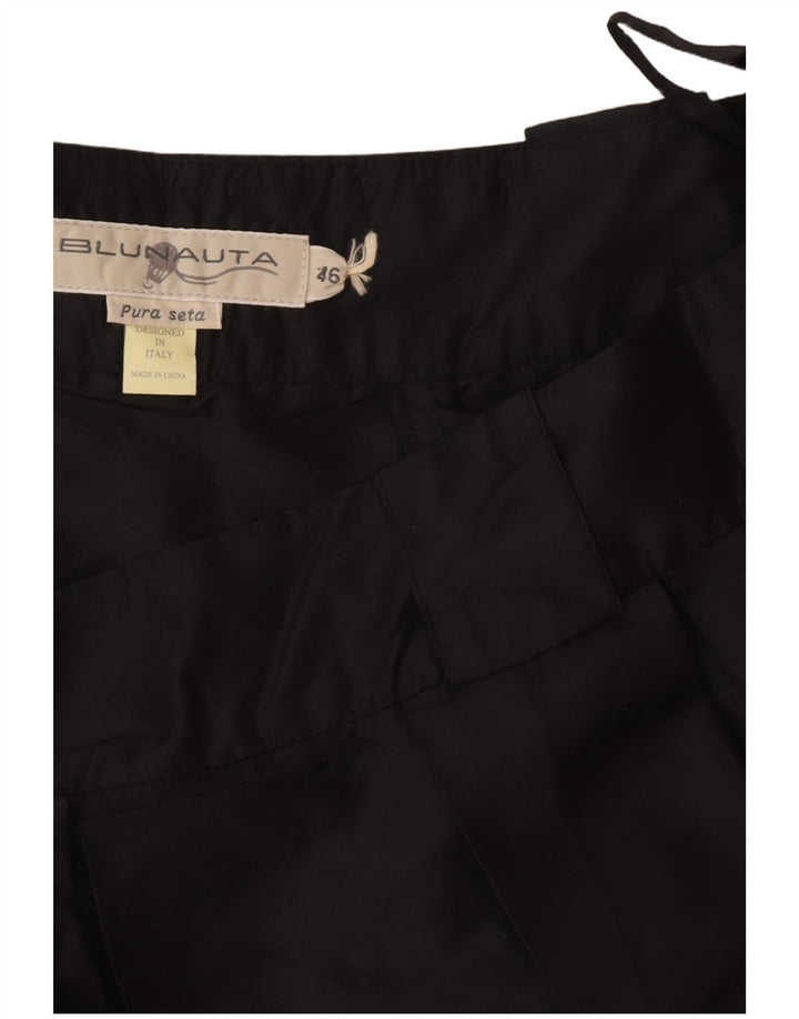 Blunauta saia plissada feminina IT 46 grande W32 seda preta