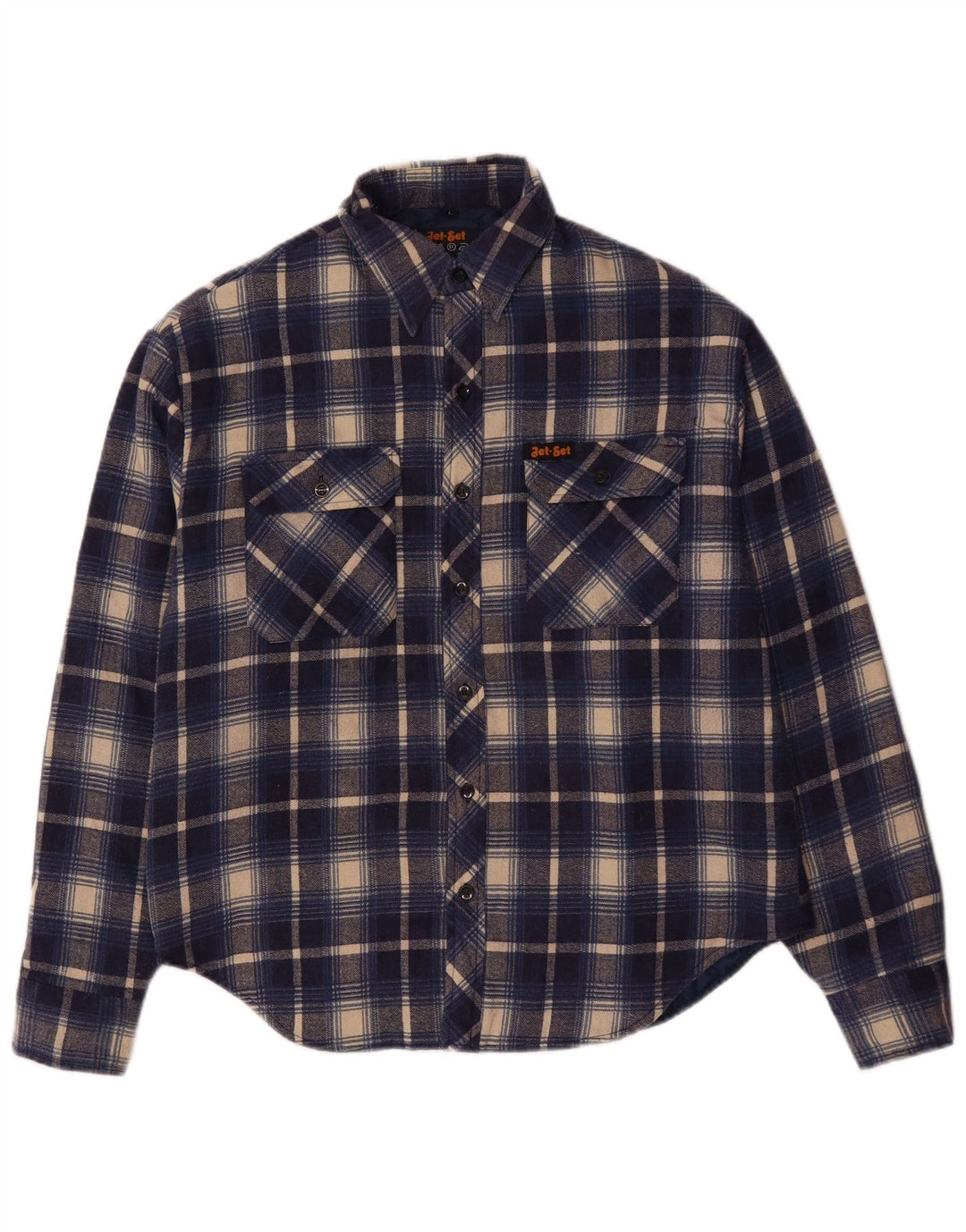 JET SET Camisa masculina de flanela de lenhador grande poliéster xadrez azul