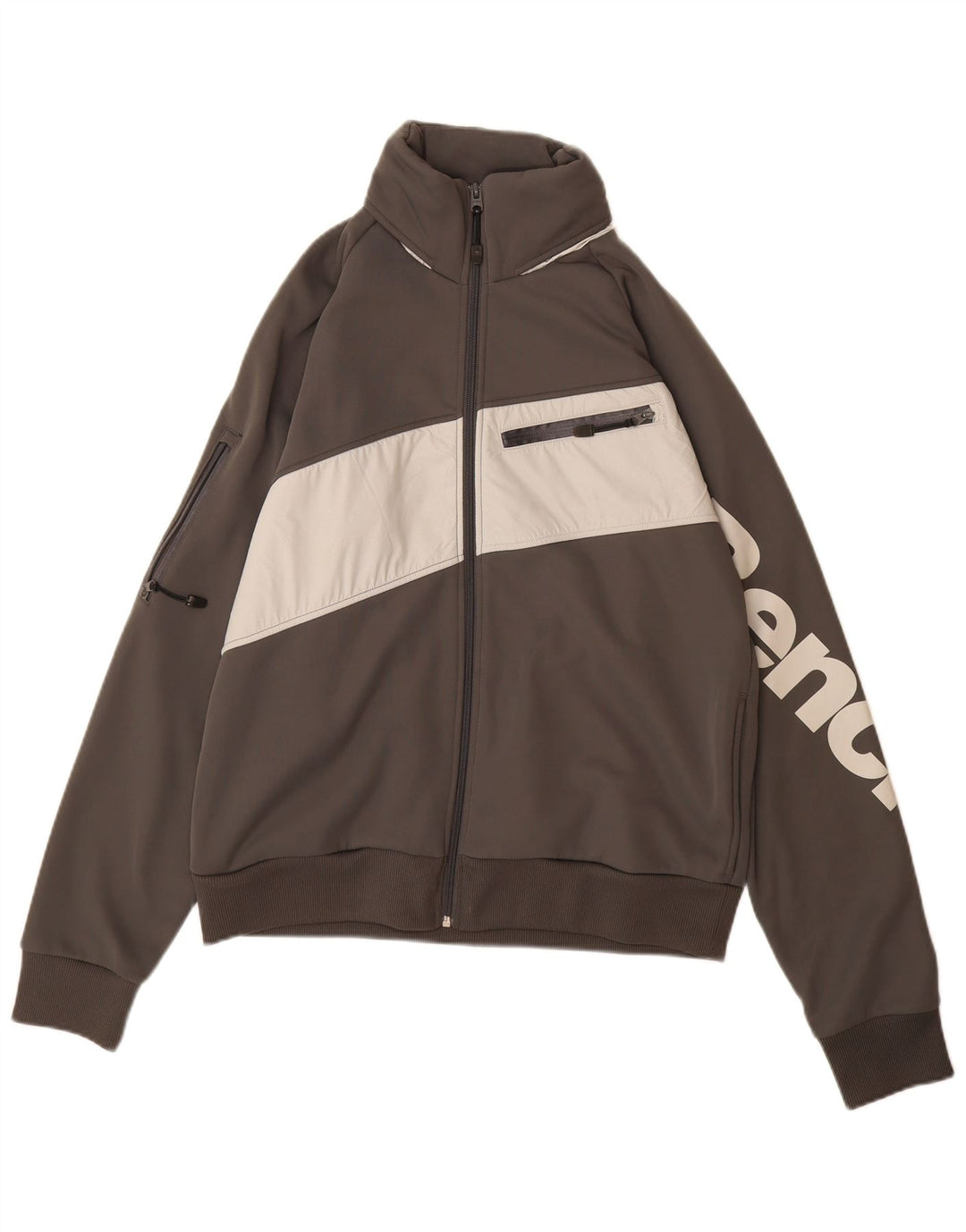 Jaqueta masculina de agasalho gráfico BENCH grande poliéster cinza colorido