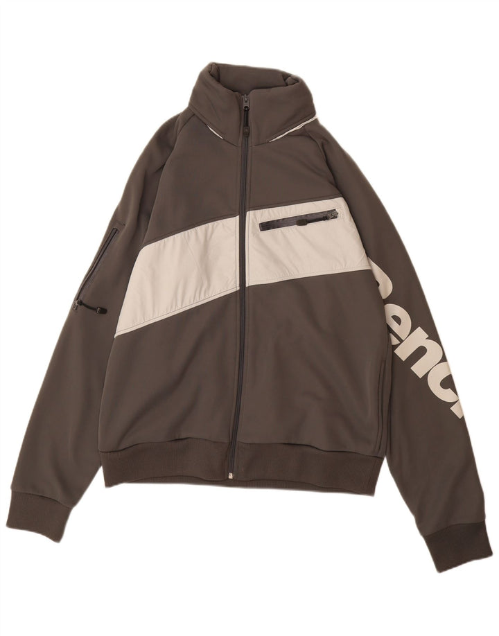 Jaqueta masculina de agasalho gráfico BENCH grande poliéster cinza colorido