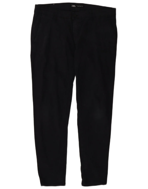 Zara Mens Slim Chino Calças EU 46 XL W36 L30 Azul Marinho Algodão