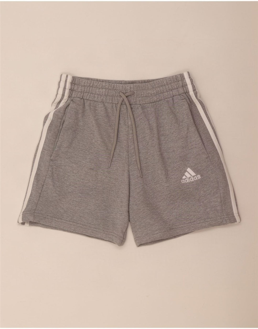 Shorts esportivos masculinos Adidas pequeno algodão manchado cinza
