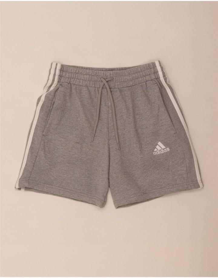 Shorts esportivos masculinos Adidas pequeno algodão manchado cinza