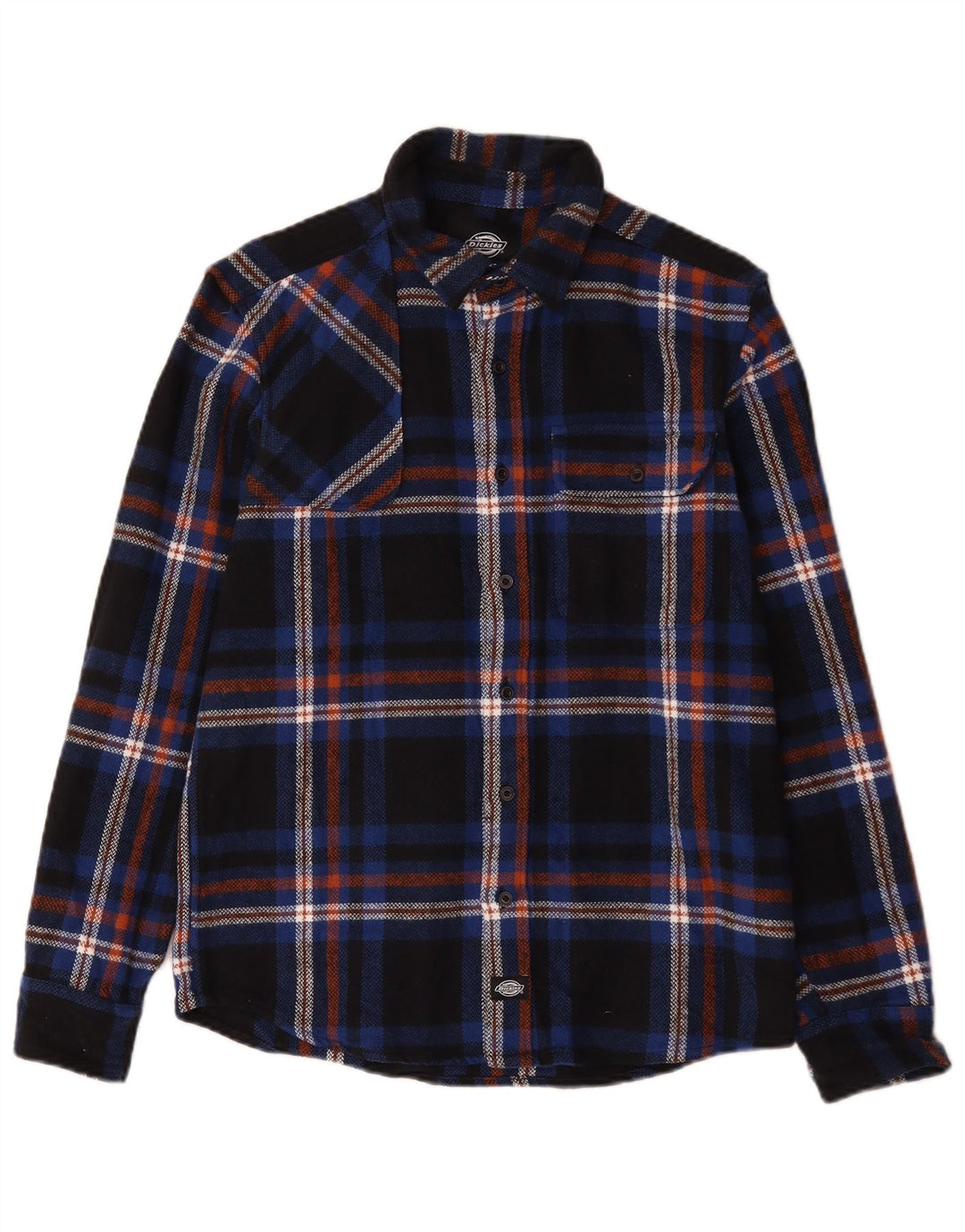 Camisa masculina de flanela Dickies pequena xadrez azul marinho de algodão