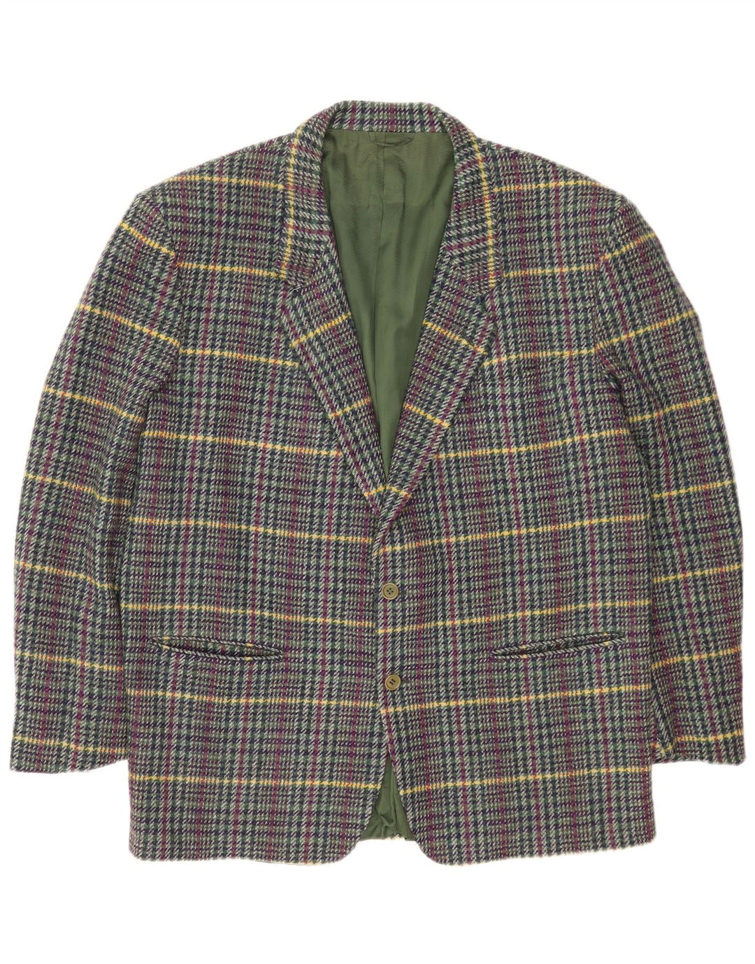 Jaqueta blazer masculina Cerruti 1881 com 2 botões Reino Unido 42 XL lã xadrez multicolorida