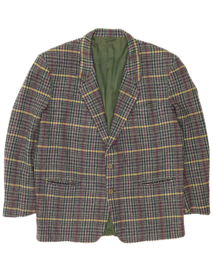 Jaqueta blazer masculina Cerruti 1881 com 2 botões Reino Unido 42 XL lã xadrez multicolorida