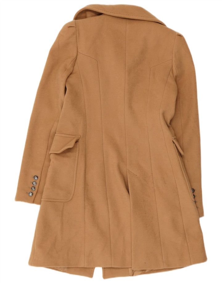 Casaco feminino Zara com peito duplo Reino Unido 12 lã marrom médio