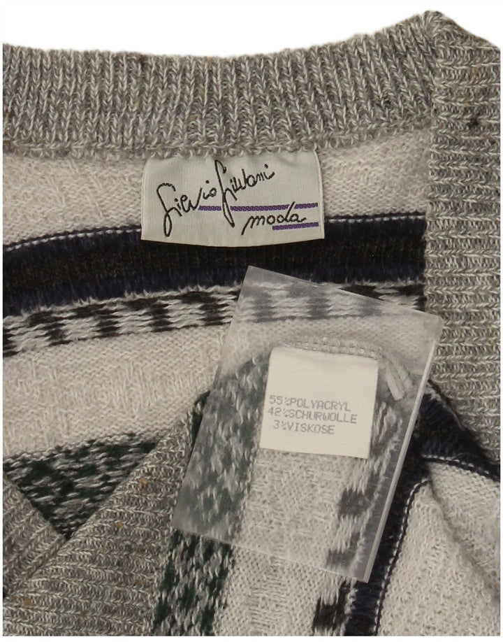 Regata masculina VINTAGE com listras cinza médio poliacrílico